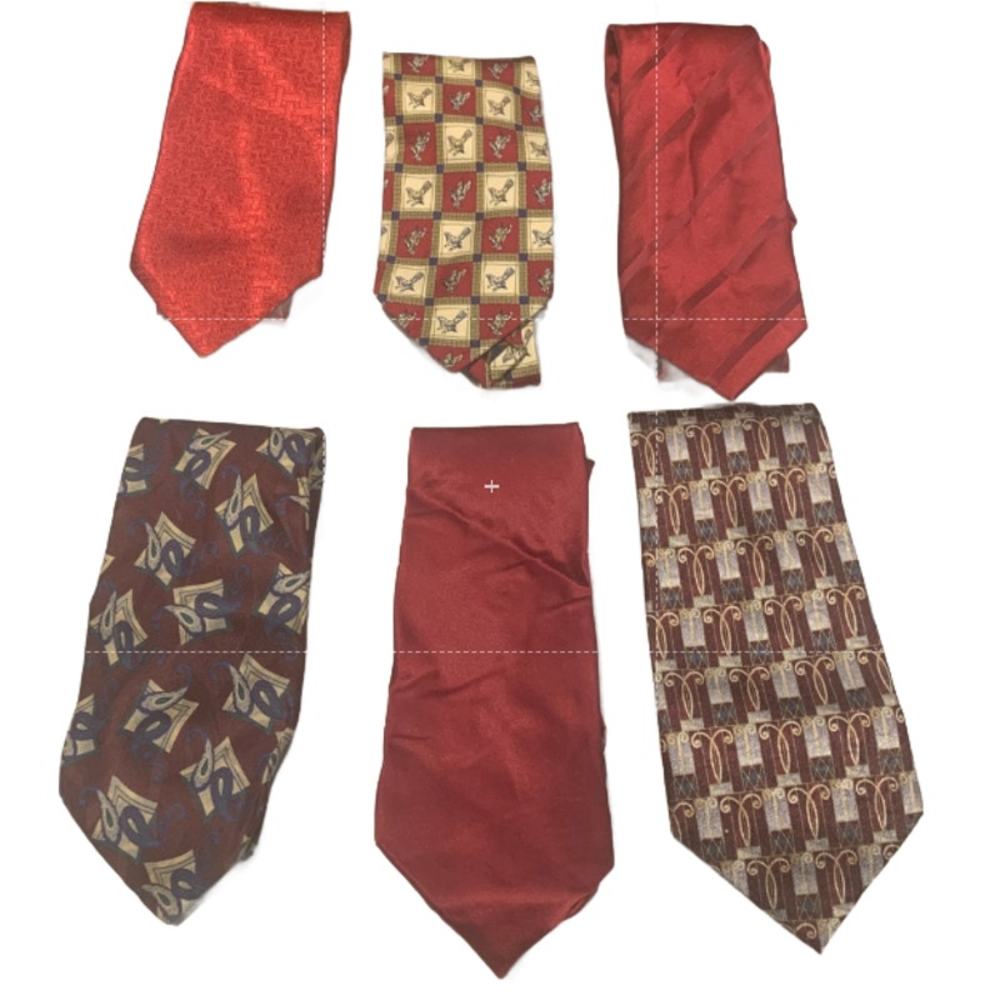 Lot of 6 Gold Red Silver Solid Geometric Vintage and Newer Mens Neck Ties